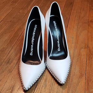 Alexander Wang Rie Studded Pump, White, Size 40